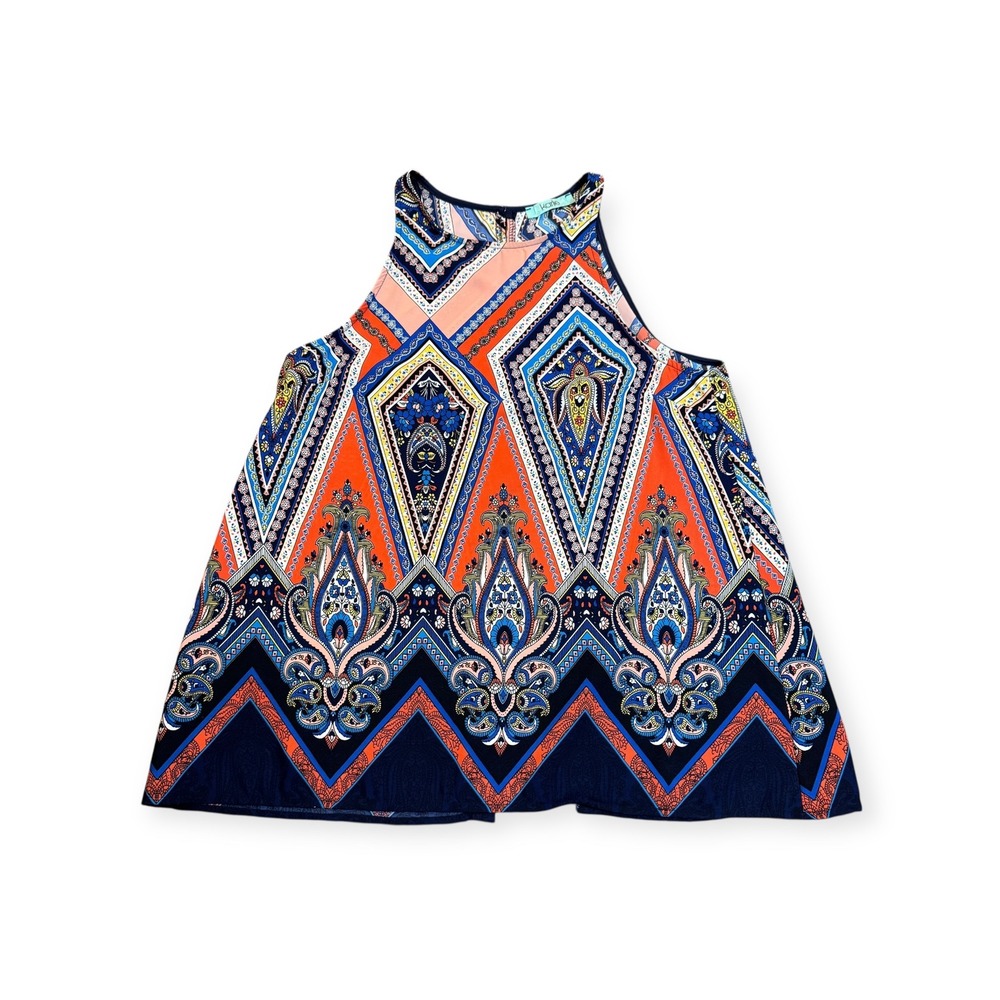 Karlie Multicolor Paisley Halter‎ Top Sleeveless Blouse Boho Bohemian S